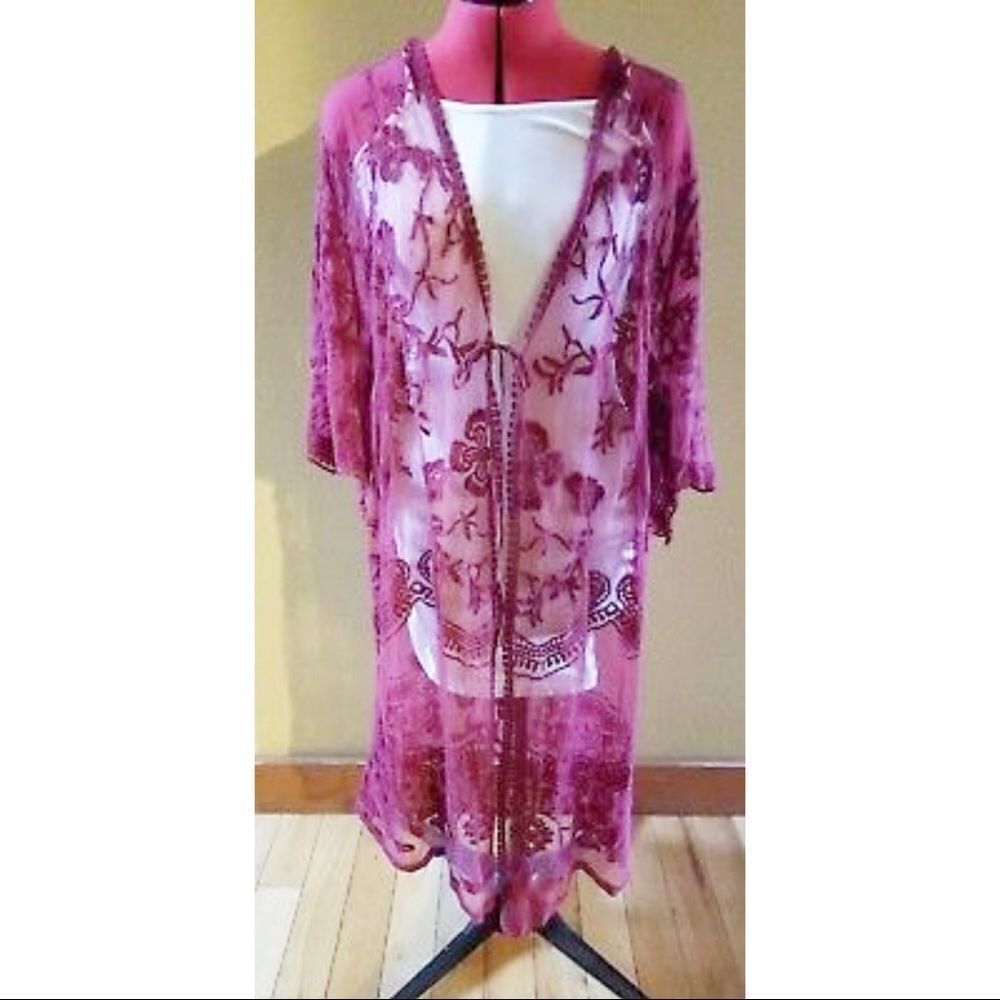 ✨ ANTIQUE CROCHET SHEER LACE DUSTER✨ - Picture 4 of 7